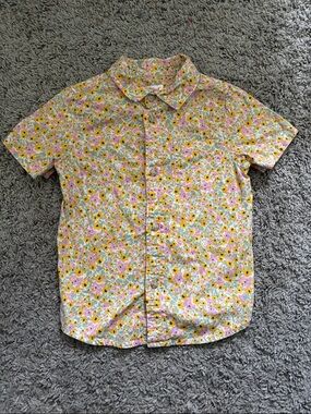 Cat & Jack Short-Sleeve Floral Button-Down Shirt - Yellow & Pink